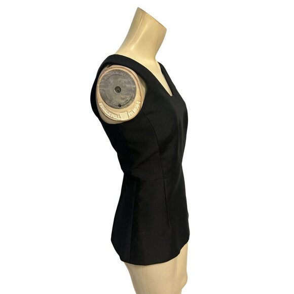 Kate Spade Top Black V-Neck Sleeveless Peplum Hem Back Bow Blouse 0 - Picture 6 of 9